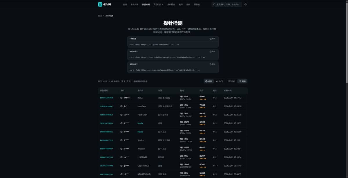 GSNode 探针检测报告参数全解读：系统、IP、网络、回程四大板块每一项指标是什么意思