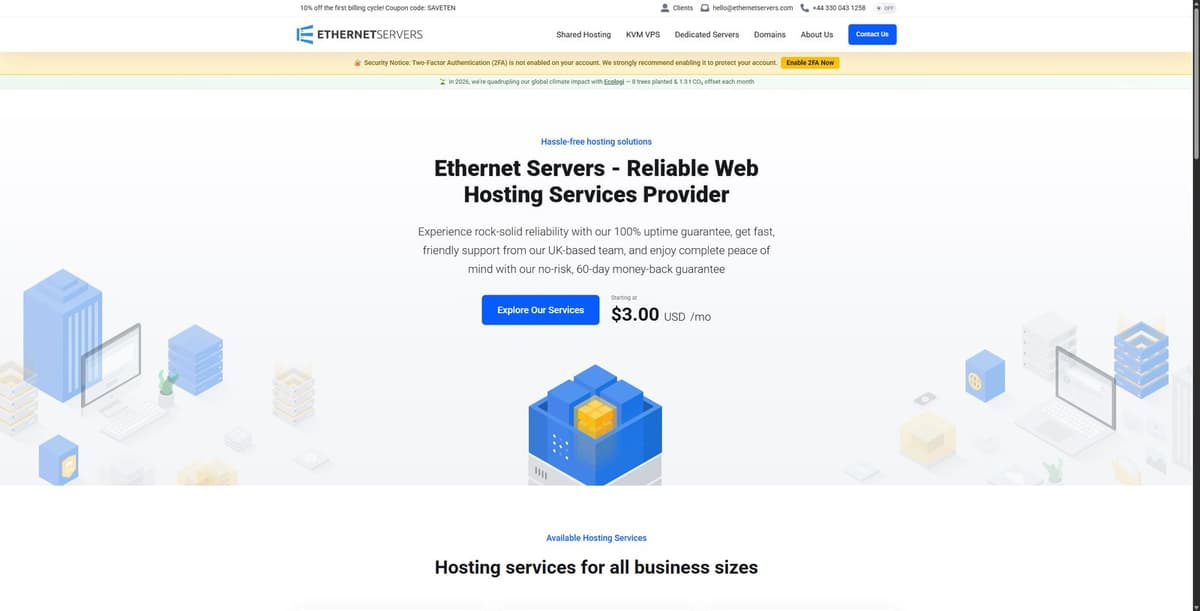 EtherNetservers 是一家成立于 2014 年的英国主机商，提供 KVM VPS、独立服务器、虚拟主机和域…