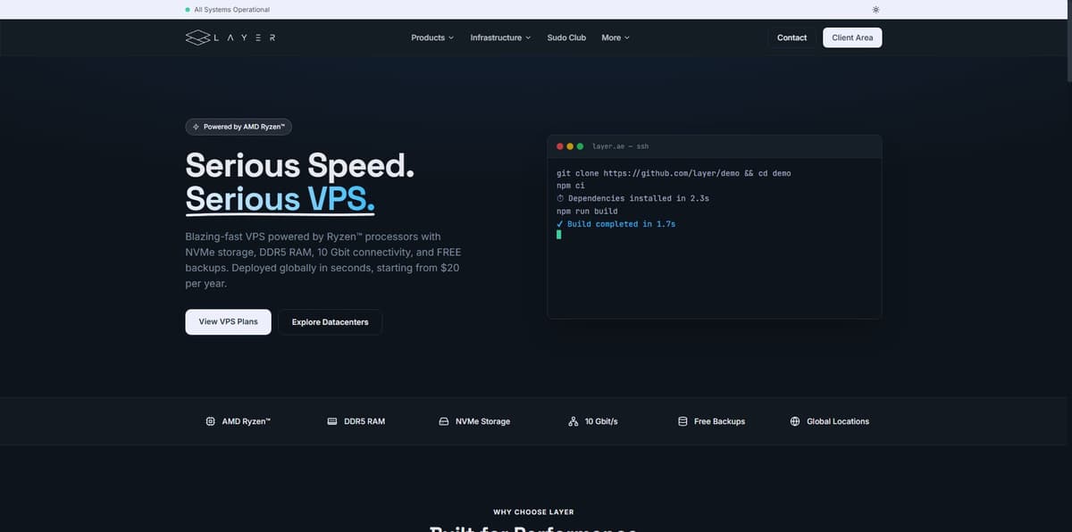 Layer VPS 全面测评，整理美国斯波坎、英国考文垂、荷兰、新加坡 Ryzen VPS 套餐，分析10Gbps网络…