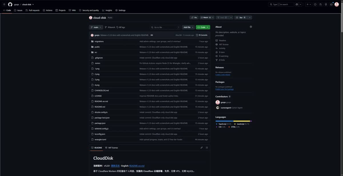 CloudDisk:基于 Cloudflare Workers 的免费个人网盘,无需 VPS、MySQL,支持 R2+D1+KV 一键部署