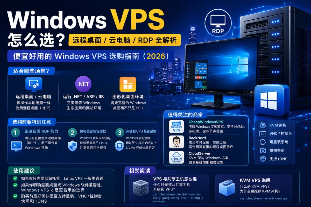 很多人在购买 VPS 时都会纠结:到底选 Linux 还是 Windows?如果你只是搭建网站、部署 Docker 或…