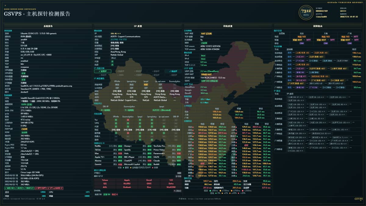 DigitalVirt 香港 MG VPS 测评:原生香港 IP、移动 CMI 优化、流媒体解锁表现