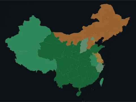 中国大陆三网（电信/联通/移动）延迟热力图预览
